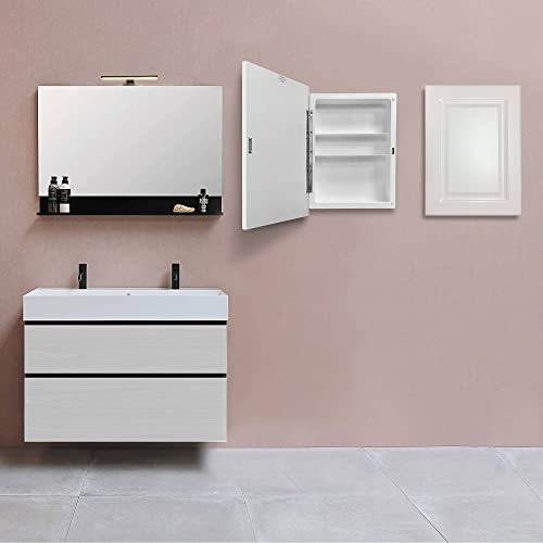 Mirrors And More 16" X 22" White Raised Panel Recessed Medicine Cabinet, Non Adjustable Shelves, Farmhouse Bathroom Décor #TOP3