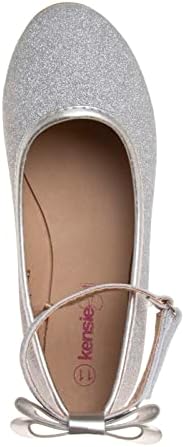 Kensie Girl Girls Glitter Ballet Flat, Silver, 3 Big Kid | Image 3