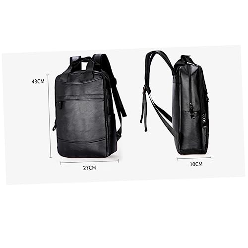 Sac à dos cuir PU noir pour étudiant et hommes en déplacements quotidiens