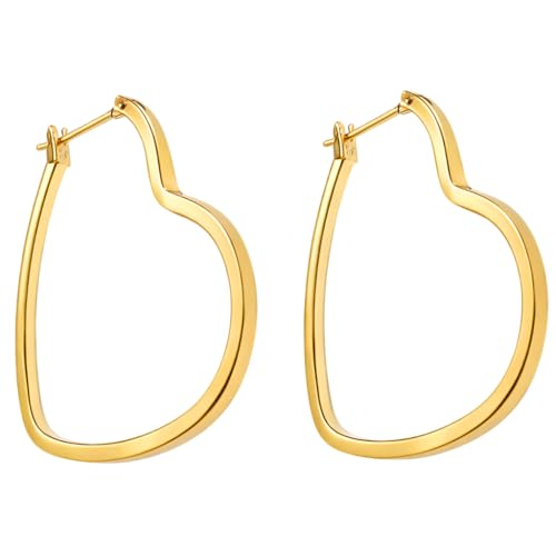 Créoles cœur en plaqué or 18 carats au poinçon officiel et finition brillante