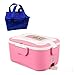 1.5l Elektryczne Podgrzewane Pudełko Na Lunch, Pudełko Na Lunch Elektryczny Podgrzewacz żywności 24v Z Torbą I Zdejmowanym Pojemnikiem Ze Stali Nierdzewnej Do Samochodu,Pink-24v