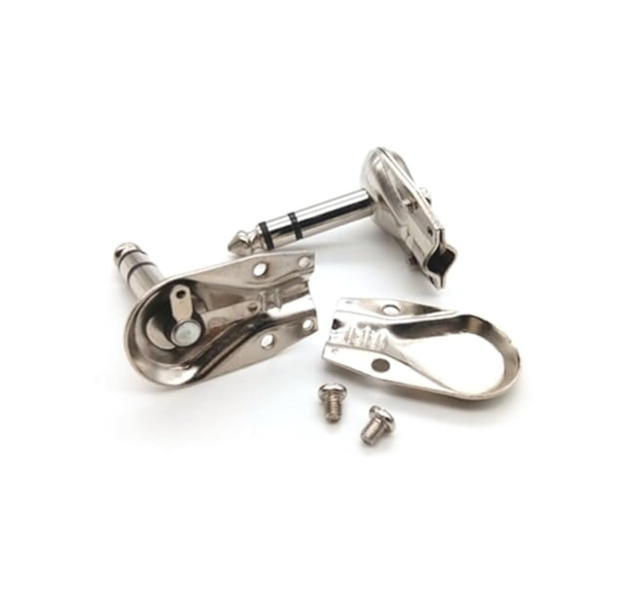 Pack of 2 Nickel Plated 90 Degree TRS Audio Plug Connectors