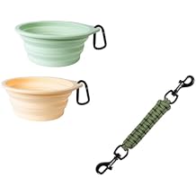 PetBonus 2-Pack Silicone Collapsible Dog Bowls and Dog Collar Safety Clip