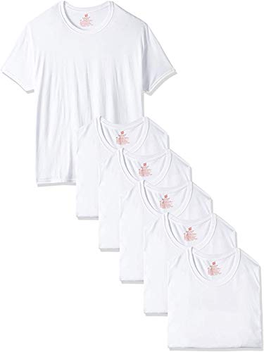 Hanes Men's 5-Pack ComfortBlend Crewneck T-Shirt with FreshIQ, White, Medium