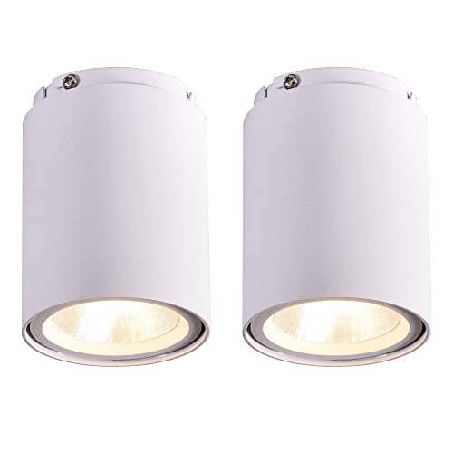 Foco de techo LED 15W paquete de 2 lámpara de luz blanca cálida de ø100 mm con ángulo de haz de luz de 36° para sala de estar, oficina, recepción comercial, vestíbulo, sala de fitness, blanco Cover