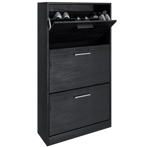 ZIK - Scarpiera Salvaspazio Slim in Legno (63x24x115h) Doppia profondità Scarpiera da Ingresso...