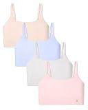 Sascina Soft First Bra 7-8 Girls Seamless Training Bras Adjustable Light Sports Bras - No Pads, Chest Double Lined, Nude+Light Gray+Candy Blue+Sand Pink, S
