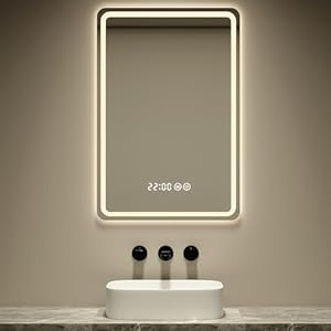 Led Bathroom Mirror Smart Mirror with Anti-Fog, Adjustable 3 Color3 Light, Wall Mounted Anti Fog Lighted Smart Vanity Mirror with Time & Temperature Display (20”x28”)