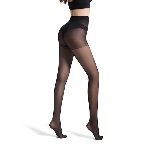 Image of Frola 2 Pairs Semi Opaque Tights for Women - 40 Denier Microfiber Control Top Footed Pantyhose