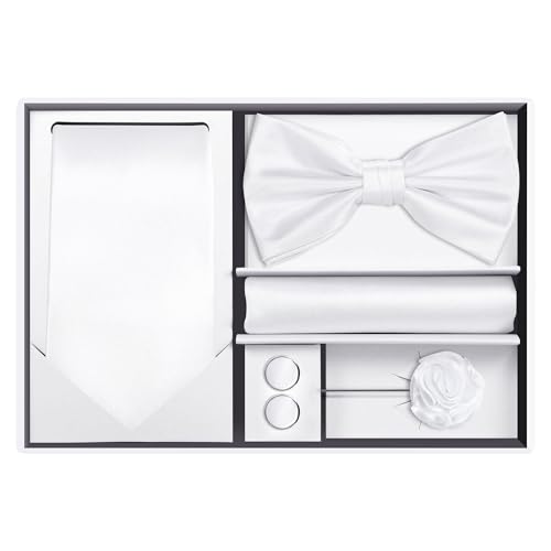 Image of Tie G .5pcs Tie set in a gift box : Tie sets : Solid color Neck tie,Satin Bow tie,Pocket Square, Lapel, Cuffs link