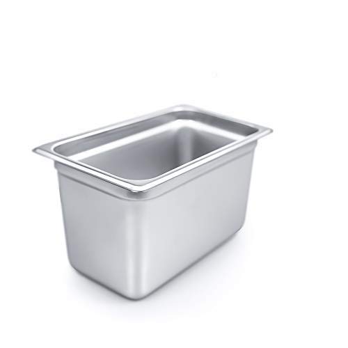 6" Deep Steam Table Pan 1/4 Size ,4.5 Quart Stainless Steel Anti-Jam Standard Weight Hotel GN Food Pans - NSF (10.43"L x 6.37"W)