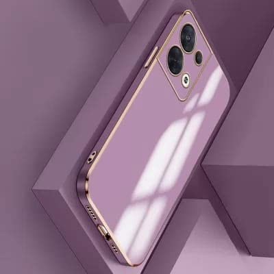 Image of Apurb Store for Oppo Reno 8 5G Plating Square Gold Frame Phone Case Luxury Soft Silicone Back Cover (for Oppo Reno 8 5G, Purple)