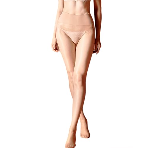 Image of HTRUIYA Shiny Seamless Pantyhose for Women Control Top Sheer Tights High Waist Pantyhose Invisible Stockings Hosiery