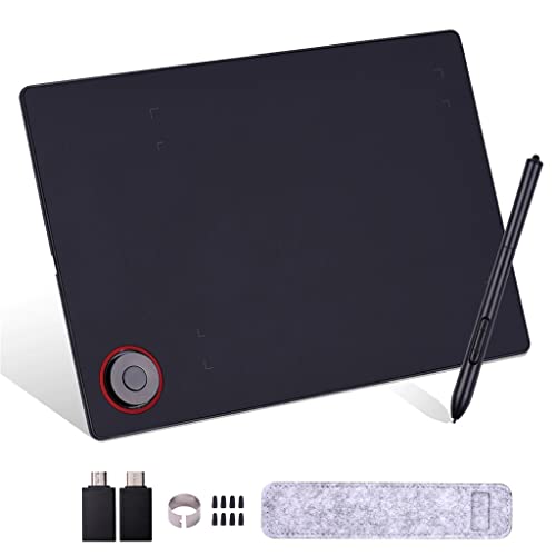 Tableta gráfica de dibujo con rueda de control, área activa grande (195 x 145 mm), tablero digital para escritura, stylus sin batería, compatible con PC miniatura 1