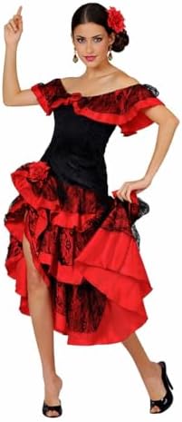 Wicked Costumes Adult Women’s Spanish Senorita Costume – Red Flamenco Style Fancy Dress for Halloween, Fiesta & Themed Parties
