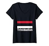 Femme Drapeau Trinidad Tobago Trinidad et Tobago T-Shirt avec Col en V