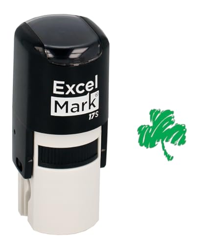 ExcelMark St. Patricks Day Rubber Stamp, Shamrock Stamp, Green Ink
