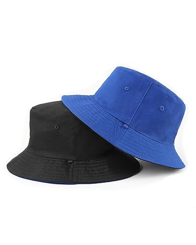 Image of XXL Oversize Bucket Hat Reversible, XL L M S Fisherman Sun Cap With Chin Strap, Travel Beach Outdoor Hat For Men Women