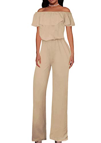 Hybrid & Company Women High Waist Wide Leg Pants Jumpsuit Romper KPVJ47696 Stone M