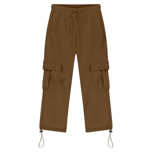 Boys Cargo Pants for Teens Solid Color Elastic Waist Trousers with Pockets Trendy Summer Casual Y2k2