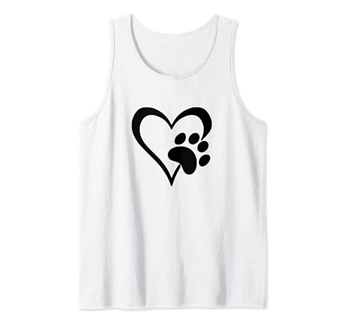 Dog Mom Paw Heart - Dog Mama Tank Top, White, S