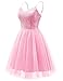 Dressystar Women's Sparkly Sequin Glitter Backless Spaghetti Strap Cocktail Party Club Mini Dress Sleeveless Prom Formal Birthday Mini Dress SQ90 Pink XS