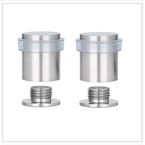 EVI Herrajes | Pack of 2 Door Stops | Ø20 x 25mm | Threaded Base | Stainless Steel - Transparent Rubber | Includes Screw + Clamping Plug | Mod. I-811TCBAM