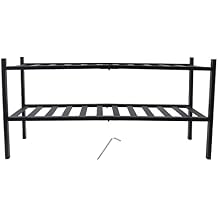 2 Tier Shoe Rack, Shoe Rack for Entryway, Stackable Storage Shelf with Multi Function Combinations, Waterproof Prevent Deformation Bamboo Shoe Rack Free Standing Shoe Racks for Balcony Black