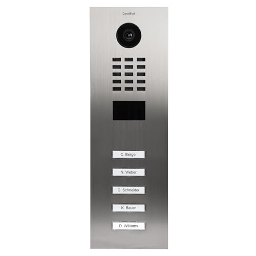 DoorBird D2105V IP Video Türstation für 5 Wohn-/Gewerbeeinheiten | Video-Türsprechanlage mit 5 Ruftasten, RFID, HD-Video, Bewegungssensor, in Edelstahl V2A