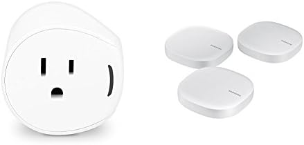 Samsung SmartThings Outlet, White + Samsung Connect Home AC1300 Smart Wi-Fi System (3-Pack), Works as a SmartThings Hub