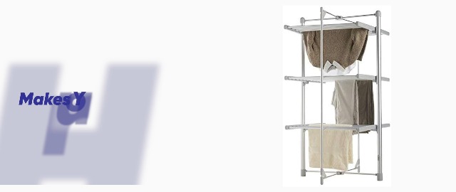 Taylor & Brown 3Tier Heated Clothes Airer, Folding Aluminium Drying Rack, 220W Energy Efficient With 24 Rails, 111cm