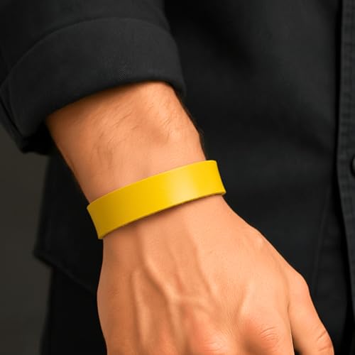 Image of THE MEN THING BLAZEFIT STRAP - 18mm Genuine Leather Bracelet with Stainless Steel Stud Button Closure for Men & Boys (6.6 /7.1 /7.6 inch)