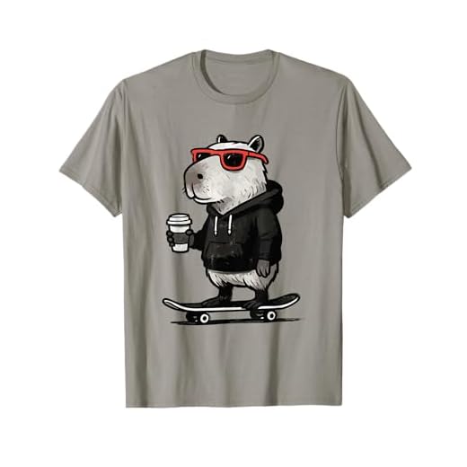 Coole Capybara auf Skateboard mit Kaffee-Lustigem Skater-Kapy T-Shirt