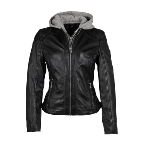 Mauritius Women's Allice Genuine Leather Jacket With Detach Hood