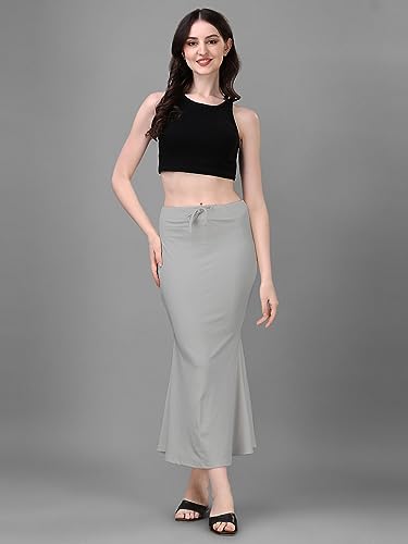 Image of Women's Saree Shapewear Petticoat, Cotton Blend Stretchable Mermaid Skirt, High Waist Tummy Control, Smooth Curve Fit with Adjustable Drawstring
