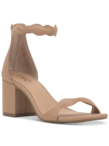 INC Womens Sollisa Faux Leather Scalloped Heels Tan 10.5 Medium (B,M)