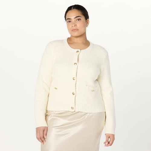 Image of The Drop Womens Janice Gold Button Fitted Sweater Cardigan