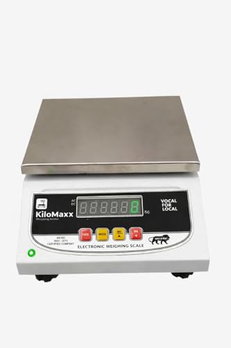 Image of KiloMaxx 30kg Electronic Weighing Scale | 1g High Accuracy | Dual Display (Front & Back) | Stainless Steel Platform | Rechargeable for Kirana, Grocery & Commercial Use