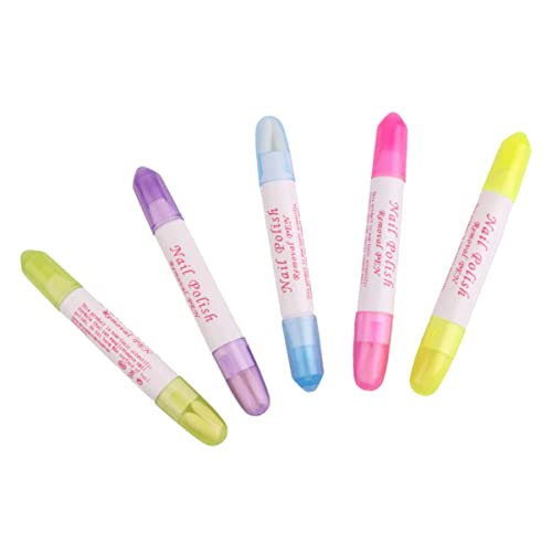 Beatifufu 5pcs Nail Polish Remover Pen Nail Art Correction Tool Manicure Removal Pencil Portable Easy to Use