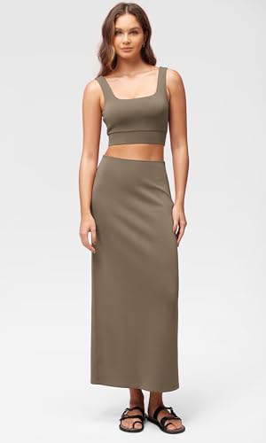 Image of ODODOS Modal Soft Maxi Skirt for Women, Back Slit High Waist Casual Long Pencil Skirts