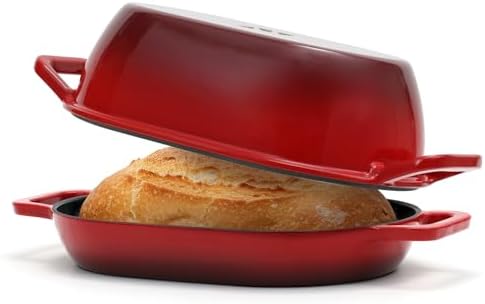 Enameled Cast Iron Oval Dutch Oven for Bread Baking，12"x8" Bread Pot with Lid，Ideal for Sourdough, Artisan Loaves & Family Meals，5 Qt - Thumbnail 2