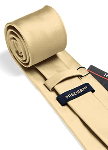 Image of HISDERN Mens Solid Color Ties Formal Satin Necktie and Pocket Square Set Classic Wedding Business Tie & Handkerchief