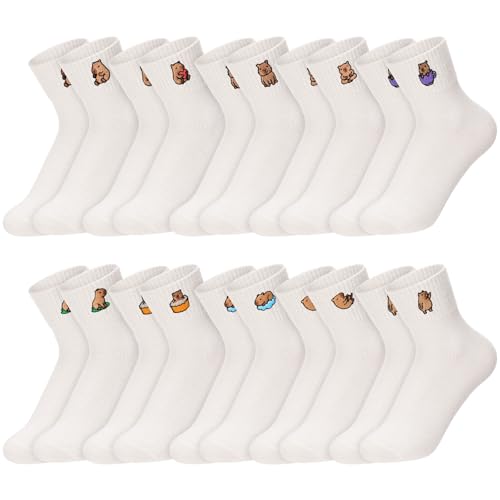 Image of Eurzom 10 Pairs Socks Womens Crew Elastic Ankle Length Cotton Socks Aesthetic Cute Lightweight Low Cut Gifts for Women