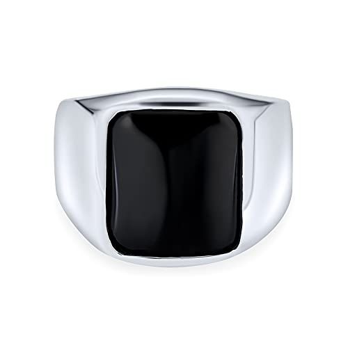 Chevalière onyx noir homme bague rectangulaire argent véritable - 3