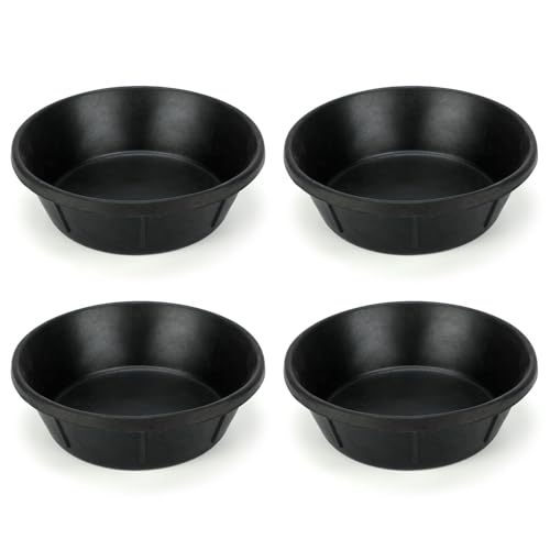 GINDOOR 4Pcs Rubber Feed Pan, 8 Quart/ 2 Gallon Horse Feeder Bucket Livestock Feed Pan, Heavy Duty Rubber Dog Bowl Chicken Dust Bath Tub for Dogs Pig Goat Chicken Farm Small Animal,14.56 x 4.53 Inches