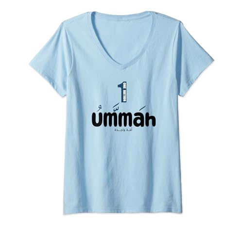 One Ummah One Nation Islamic Arabic English Design V-Neck T-Shirt