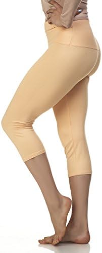 Lush Moda Women's Basic Capri Leggings with Yoga Waist- Extra Soft and Variety of Colors - Fresh Apricot
