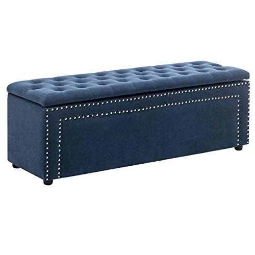 3 Seater Ottoman Sofa Couch with Storage, Tufted Upholstered Storage Bench Settee for Living Room & Guest Room, Multipurpose Seating & Storage Furniture (Blue)-image-33