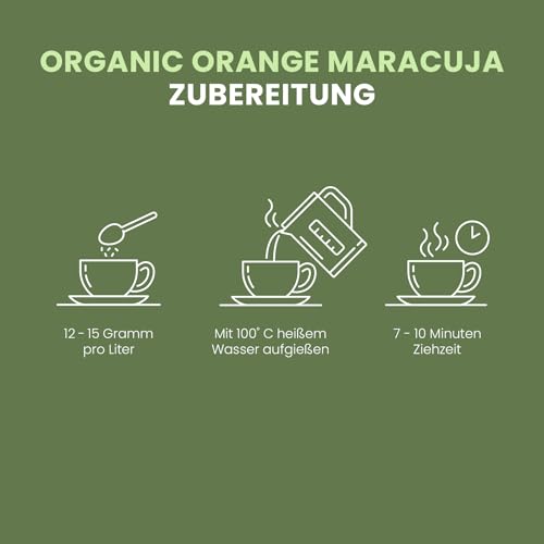 fitvia Bio Früchtetee Organic Orange Maracuja – 100g loser Tee mit Mango & Maracuja – Früchtetee ohne Zuckerzusatz, ohne Stevia, mit echten Fruchtstücken – Made in Germany