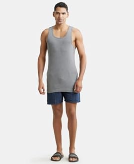 Jockey 9922 Men's Super Combed Cotton Rib Slim Fit Racer Back Styling Round Neck Gym Vest